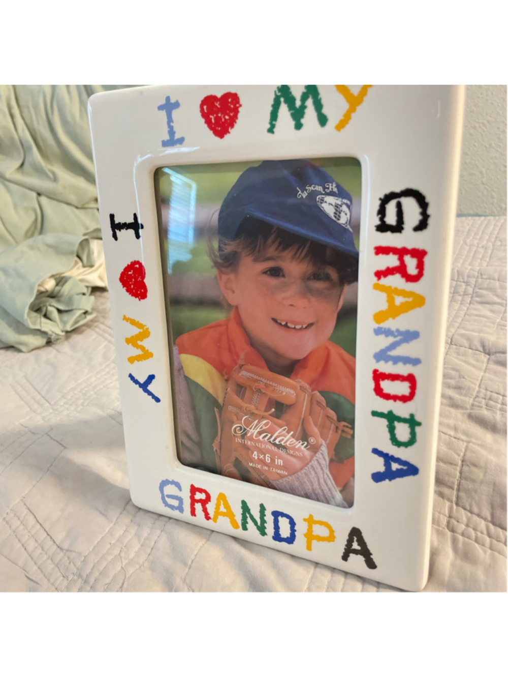 Vintage colorful ceramic tabletop I love my Grandpa 4x6 picture photo frame - Picture 2 of 3